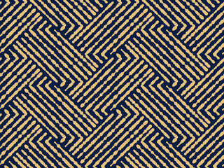 Wandcirkels Blauw goud patronen Elegant lattice ornament goud en donkerblauw  © ELENA