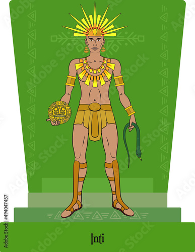 Illustration vector isolated of Inca, mythical god. Inti