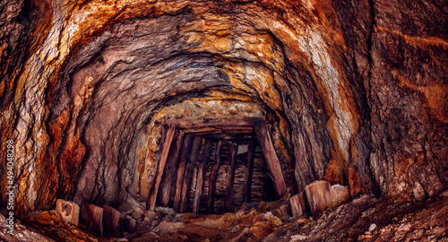old abandoned copper and gold underground tunnel mine photo