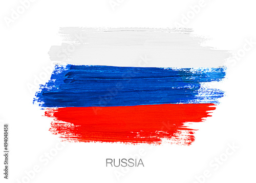 Russia flag on a white isolated background photo