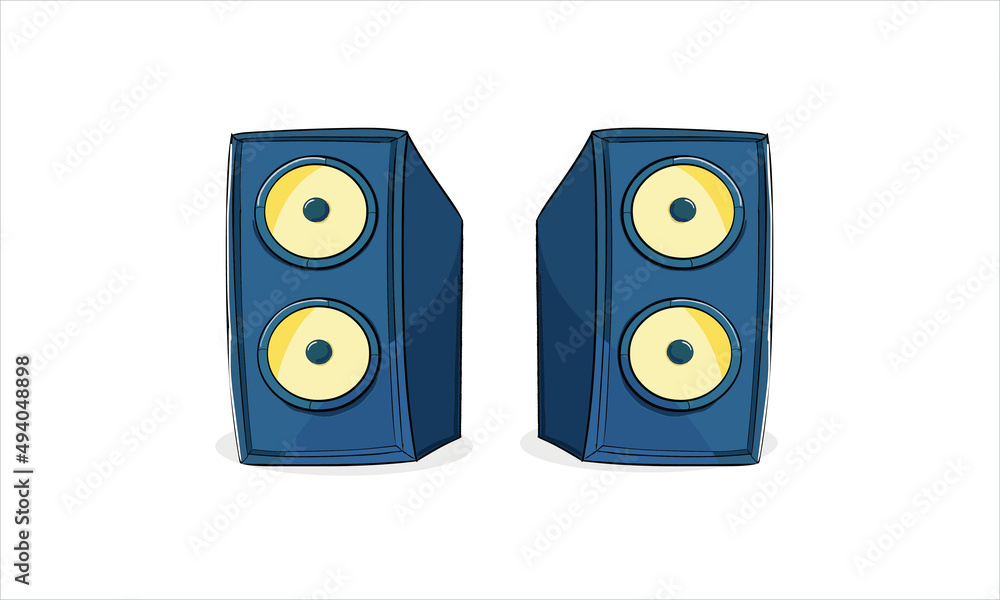Blue Speaker Music speaker icon, cartoon style Isolate on white Background  Stock Vector | Adobe Stock