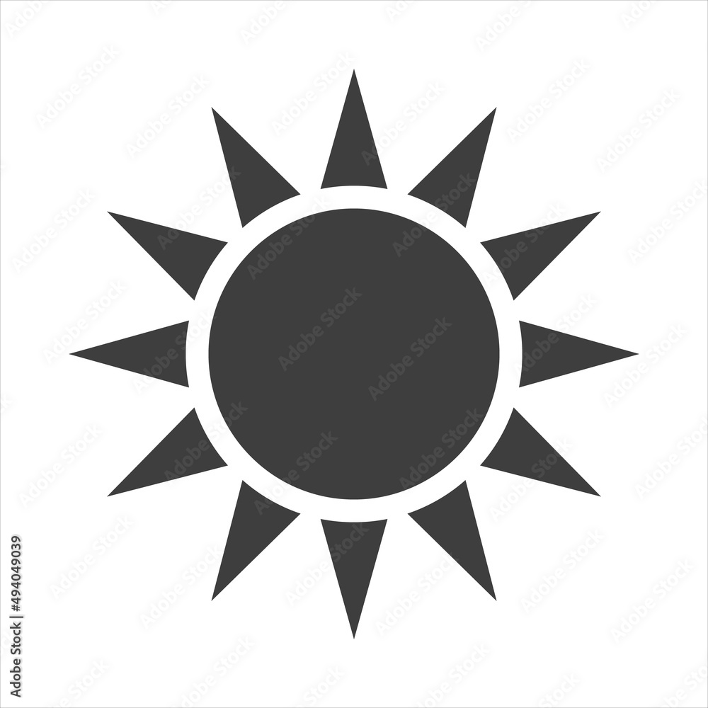 sun icon on white background. vector image.