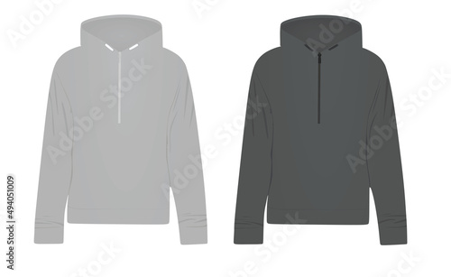 Grey zipper hoodie. vector illustration