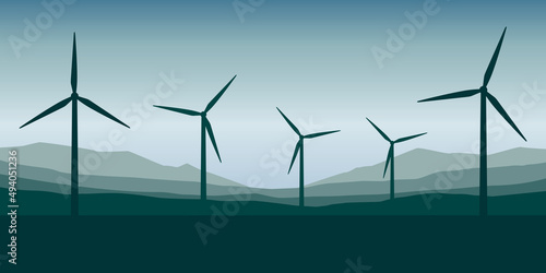 windmills silhouette nature landscape wind power energy photo