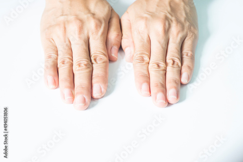 Skin of both hands and finger gestures