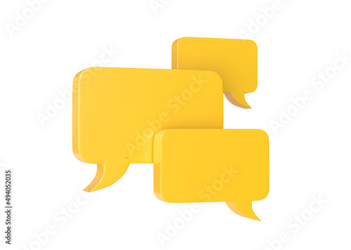 3D Minimal yellow chat bubbles isolated on a white background with copy space. Speech bubble icon. Comment symbol. Bubble talk. Comment sign. 3d rendering 3d illustration