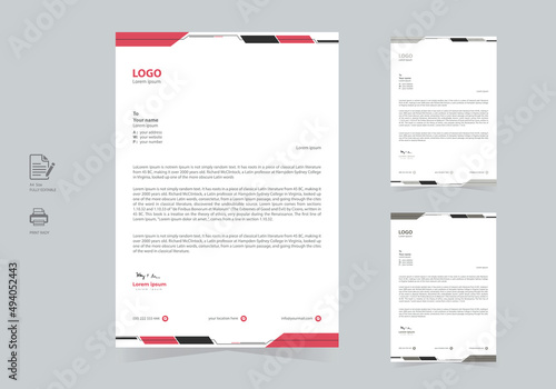Abstract Corporate company modern letterhead design template 3 color bundle vector file