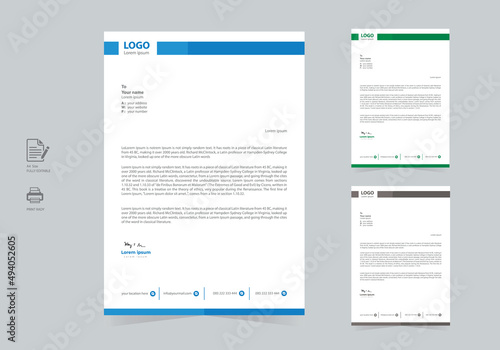 Professional and Abstract Corporate company modern Letterhead template set