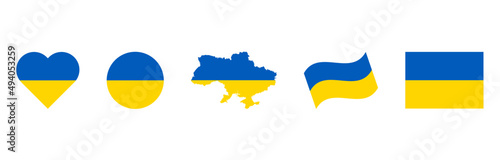 Ukraine flag set. Concept icons, vector illustration.