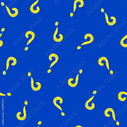 Vector illustration. Question mark seamless pattern. Seamless vector pattern with hand-drawn question marks. Grunge hipster background. Black punctuation marks, hand drawn.