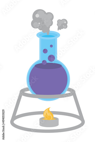 flask heated by bunsen burner photo