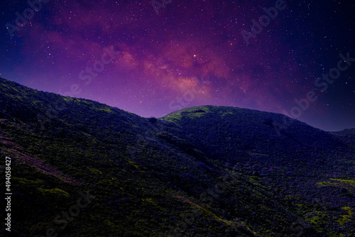 Landscape with Milky Way. Night sky with stars