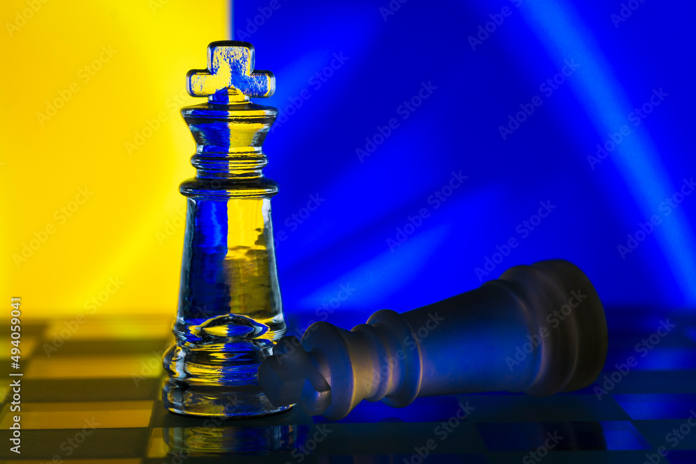Fallen chess king as a metaphor for fall from power ukrainian flag ...