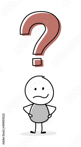 Angry cartoon caricature with question mark icon. Business concept. Vector