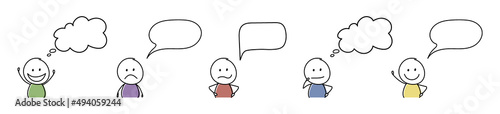 Funny stickman with empty speech bubbles. Vector
