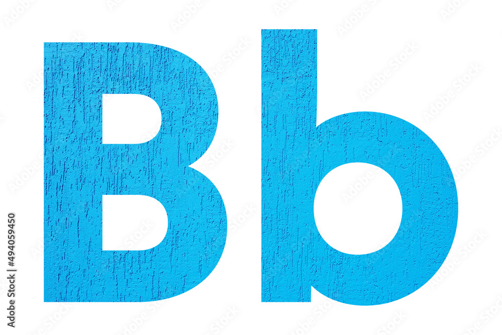 Alphabet uppercase and lowercase letters B with wall texture. Blue letter B in upper and lower case isolated on white background.. Alphabet uppercase and lowercase letters B with wall texture. Blue letter B in upper and lower case isolated on white background..