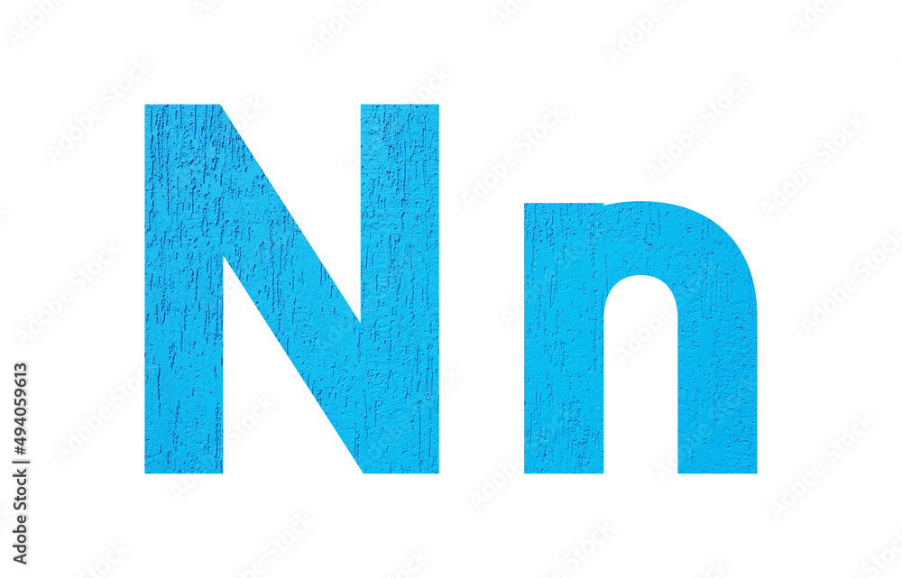 Alphabet uppercase and lowercase letters N with wall texture. Blue letter N in upper and lower case isolated on white background.. Alphabet uppercase and lowercase letters N with wall texture. Blue letter N in upper and lower case isolated on white background..