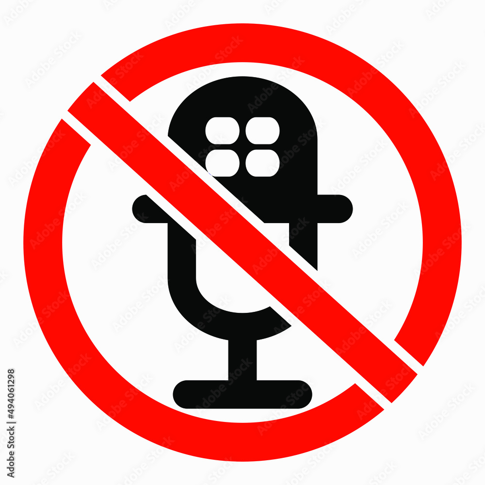 Quiet. Stop sound. Not loud. No microphone. Don't speak. Vector icon. Quiet. Stop sound. Not loud. No microphone. Don't speak. Vector icon.