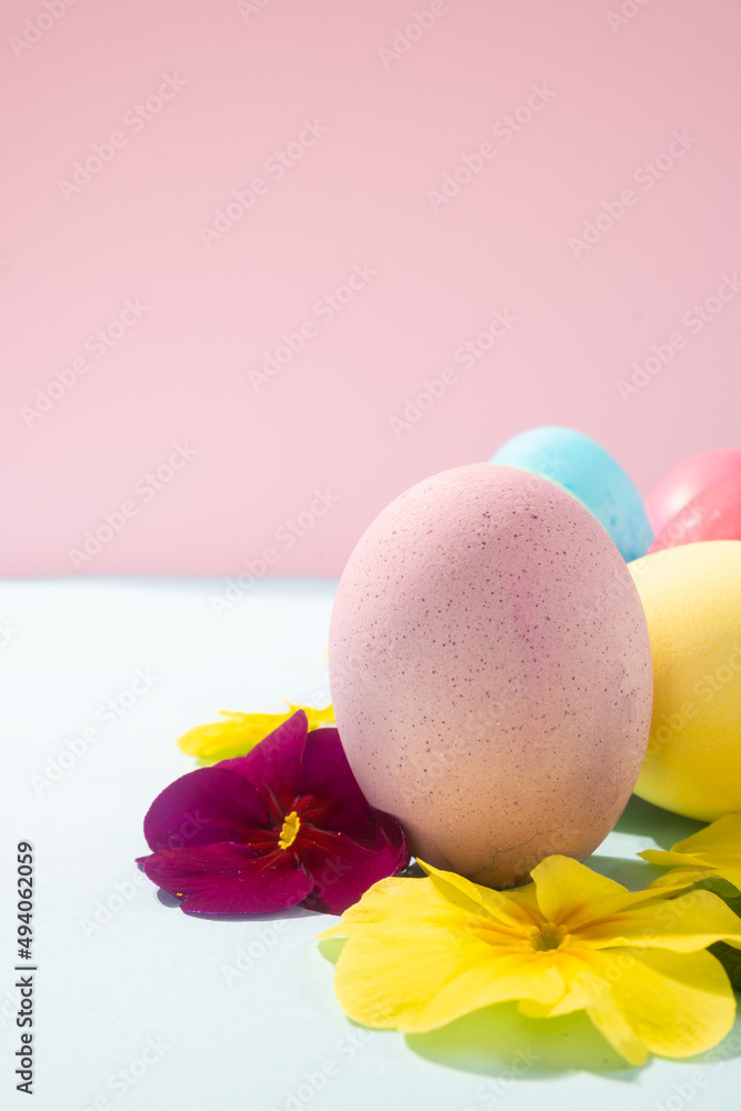 Painted colored easter eggs with flowers Painted colored easter eggs with flowers