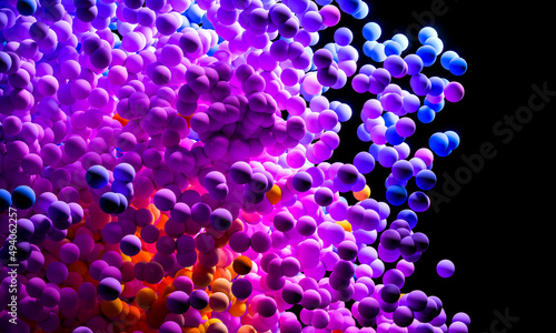 Slika na platnu abstract colorful spheres on black.
