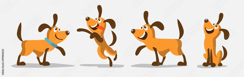 Collection with cute cartoon dogs. Set of funny dogs, on a white background. Furry human friends home animals Collection with cute cartoon dogs. Set of funny dogs, on a white background. Furry human friends home animals