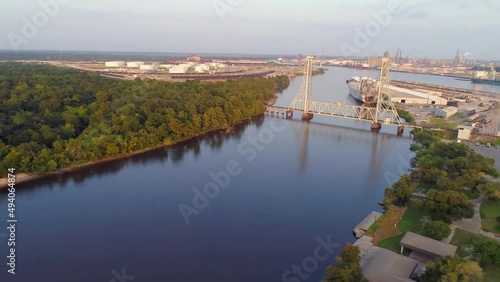 Beaumont, Texas, Neches River, Aerial Flying, TNeches River Railroad Bridge photo