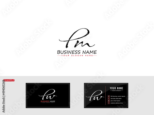 Abstract PM Signature Logo Image, Brush Pm mp logo letter vector for simple modern business card