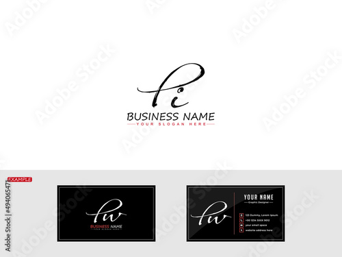 Abstract PI Signature Logo Image, Brush Pi ip logo letter vector for simple modern business card