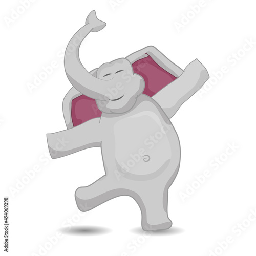vector illustration cute happy elephant dancing alone