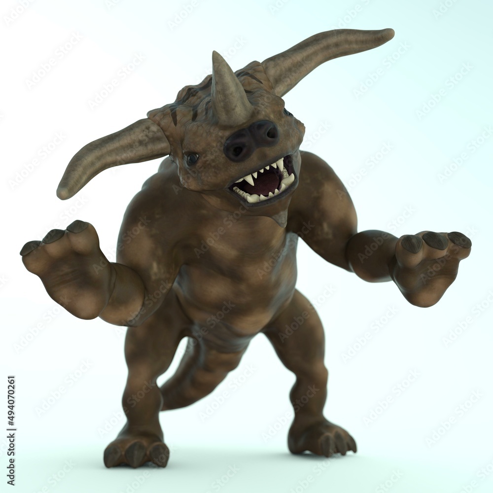 3d-illustration of an isolated alien bull 3d-illustration of an isolated alien bull