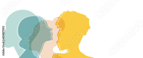 Banner background of human profile silhouette, vector illustration