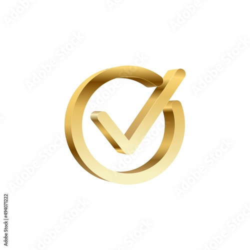 gold true symbol in the white backgroud.