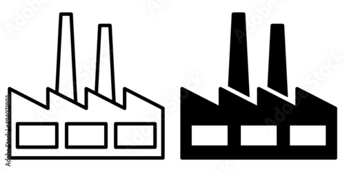ofvs30 OutlineFilledVectorSign ofvs - factory building vector icon . isolated transparent . industry sign . black outline and filled version . AI 10 / EPS 10 . g11305