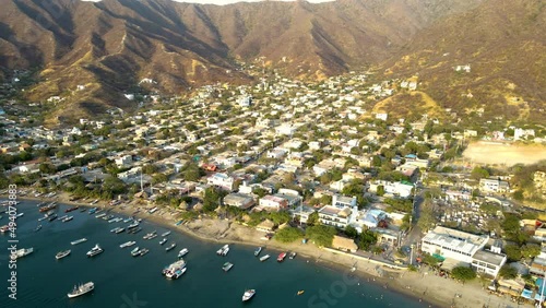 Aerial view on Taganga, Santa Marta, Magdalena, Colombia photo