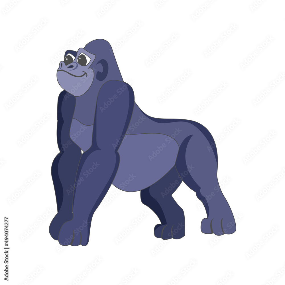 Isolated gorilla animated animals jungle vector illustration