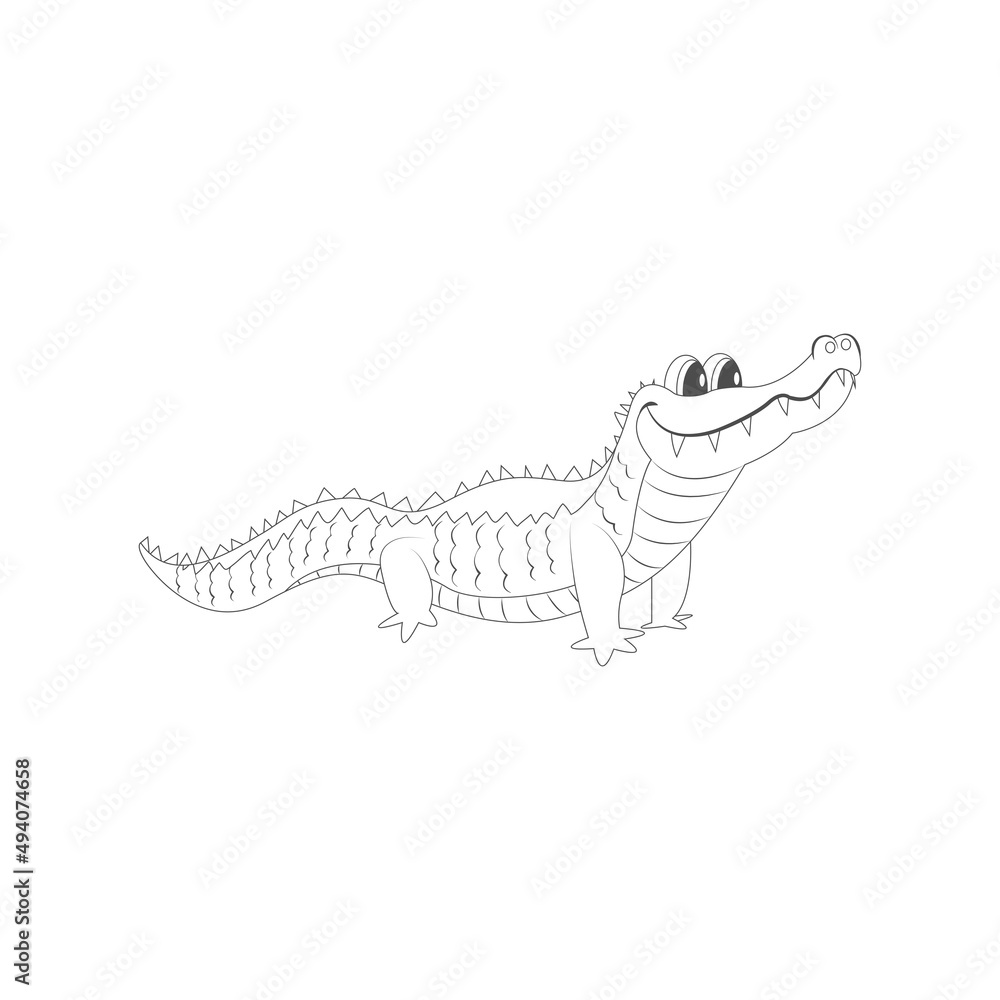 Obraz premium Isolated alligator draw animated animals jungle vector illustration