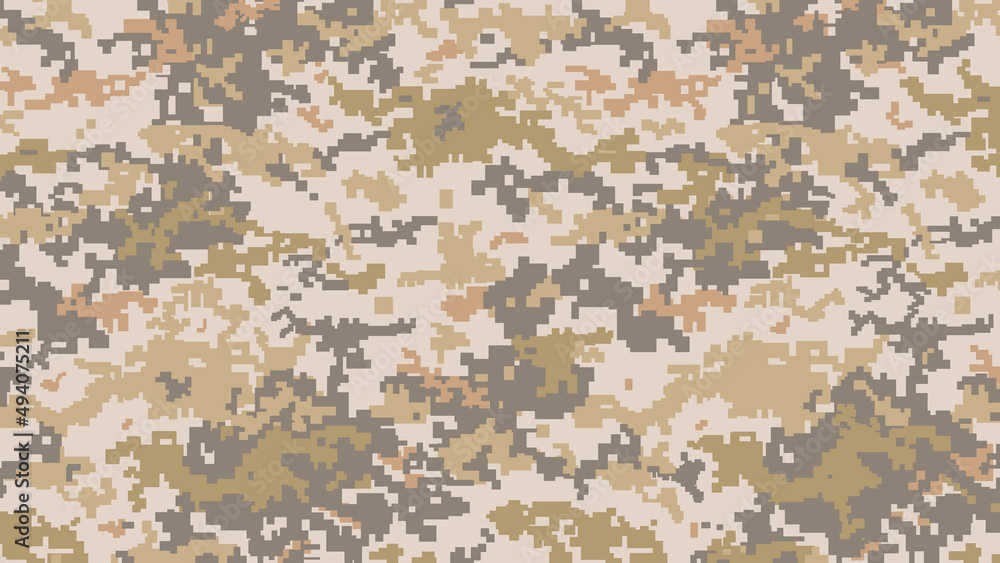 Military Desert pixel camouflage texture pattern horizontal banner illustration wallpaper	