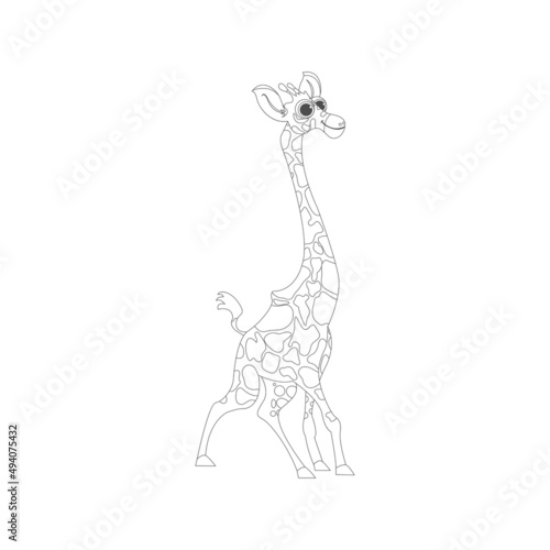 Isolated giraffe draw turtle animated animals jungle vector illustration
