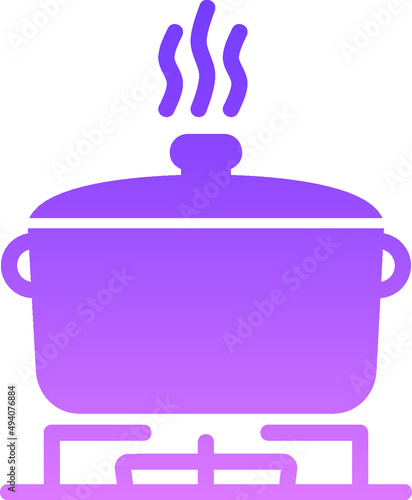 Vector illustration of a purple steaming casserole icon isolated on a white background