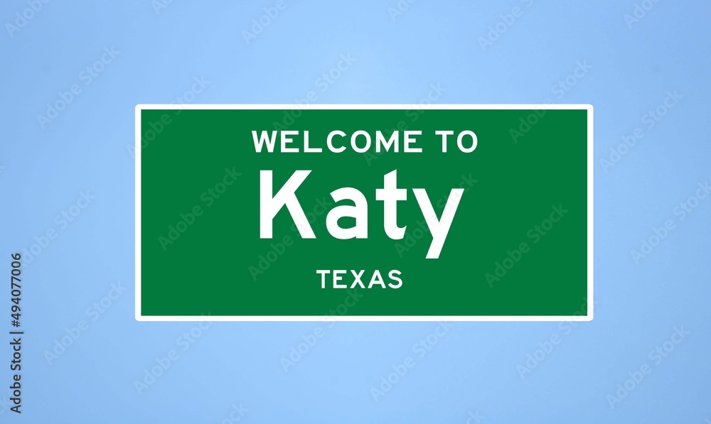 Katy, Texas city limit sign. Town sign from the USA. - obrazy, fototapety, plakaty 