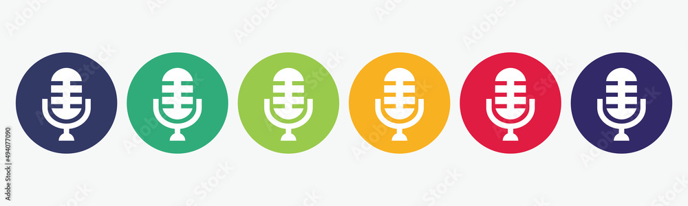 Obraz premium Collection of 6 buttons with microphone icon.