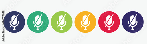 Vector set of isolated microphone mute icon.