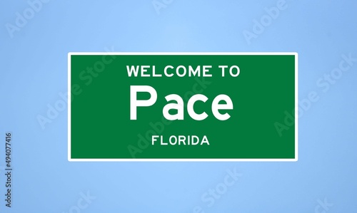 Pace, Florida city limit sign. Town sign from the USA.