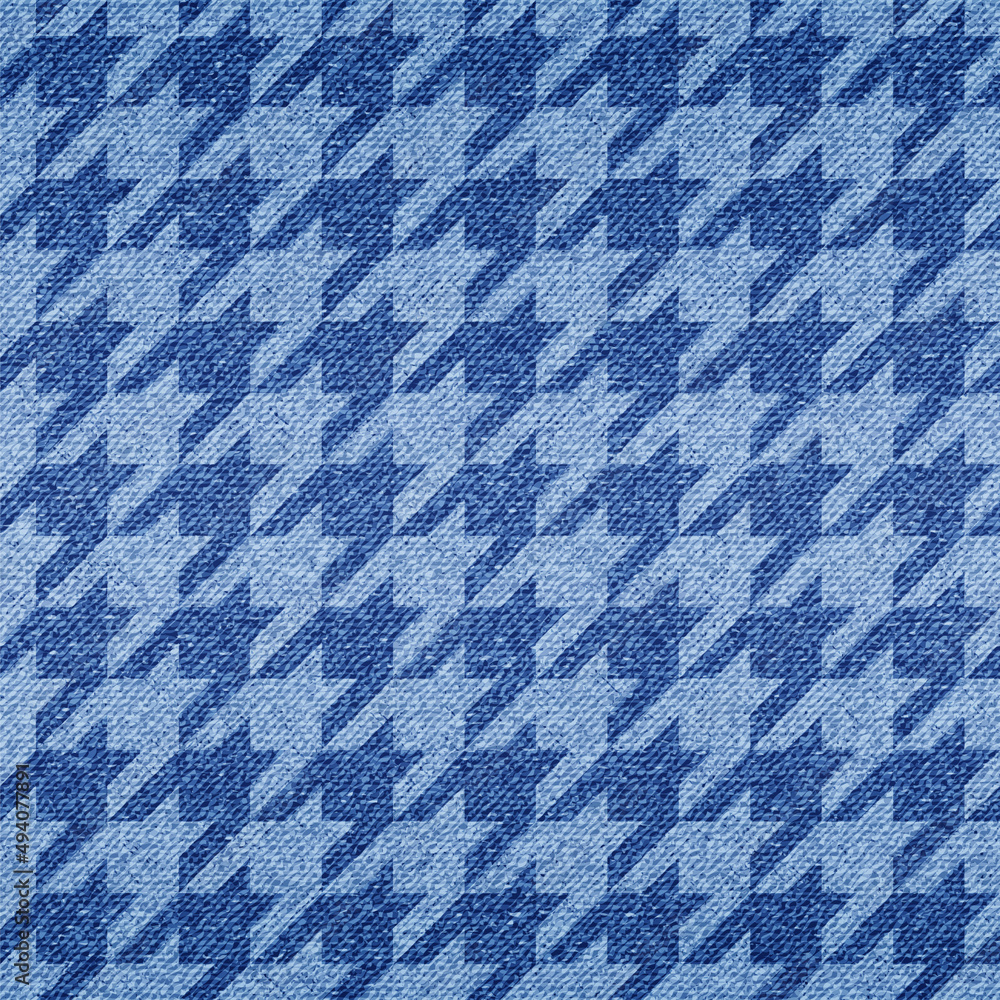 Houndstooth seamless pattern. Repeated fade houndtooth texture. Blue hound tooth background. Repeating fading pepita plaid patern for design prints. Abstract fades plaid dogstooth. Vector illustration