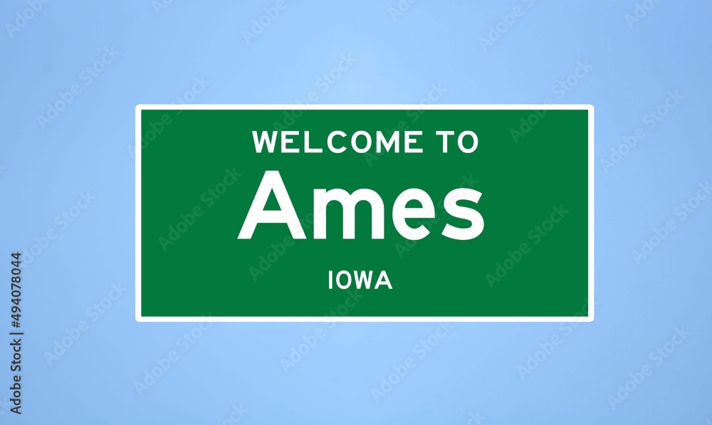 Ames, Iowa city limit sign. Town sign from the USA. Ames, Iowa city limit sign. Town sign from the USA.
