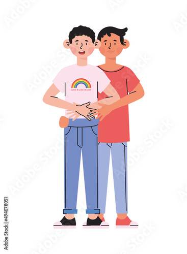 cartoon gay couple hugging