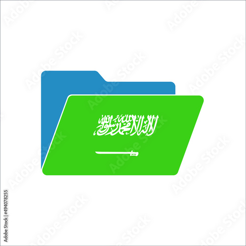 Folder icon with Saudi Arabia flag. Vector folders icons with flags. Isolated on white background