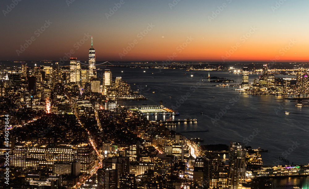 Manhattan's Skyline at night from Hudson Yard 