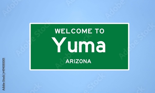 Yuma, Arizona city limit sign. Town sign from the USA.