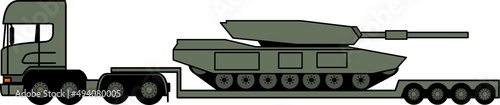 Fotografie, Obraz Tank transporter - Tank abrams Transport Truck - Tank Transport - heavy loads -